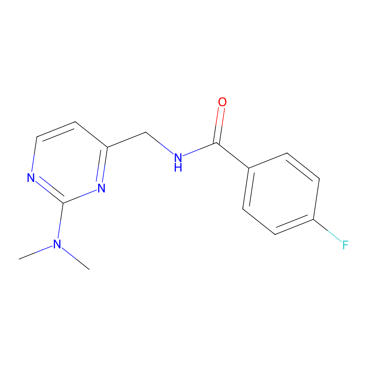 N-((2-(dimethylamino)pyrimidin-4-yl)methyl)-4-fluorobenzamide molecular structure, CAS 1797721-92-6