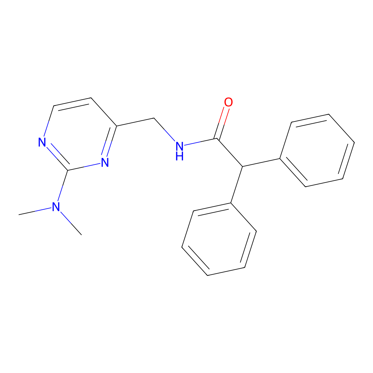 N-((2-(dimethylamino)pyrimidin-4-yl)methyl)-2,2-diphenylacetamide molecular structure, CAS 1797722-11-2