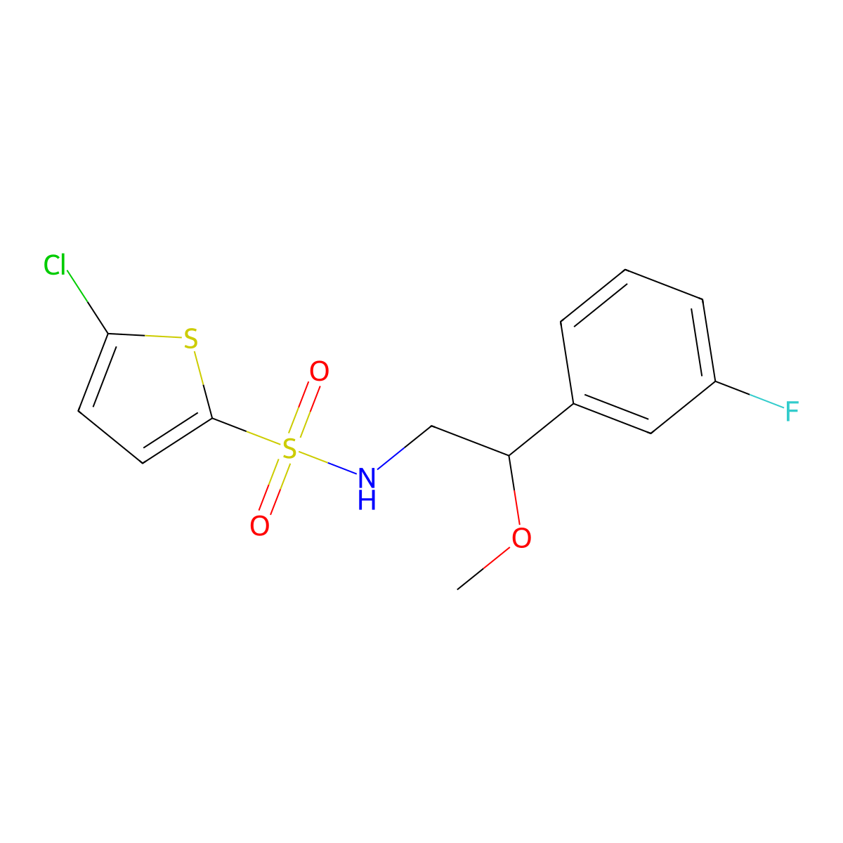 5-chloro-N-[2-(3-fluorophenyl)-2-methoxyethyl]thiophene-2-sulfonamide molecular structure, CAS 1797722-13-4