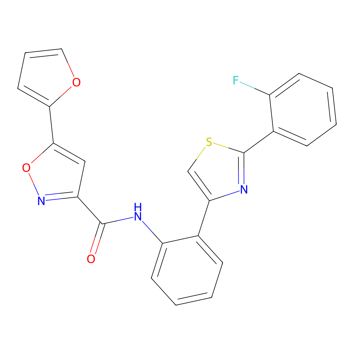 N-(2-(2-(2-fluorophenyl)thiazol-4-yl)phenyl)-5-(furan-2-yl)isoxazole-3-carboxamide molecular structure, CAS 1797722-18-9