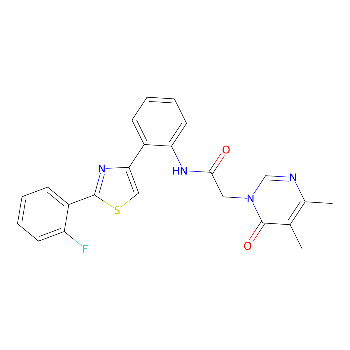 2-(4,5-dimethyl-6-oxopyrimidin-1(6H)-yl)-N-(2-(2-(2-fluorophenyl)thiazol-4-yl)phenyl)acetamide molecular structure, CAS 1797722-37-2