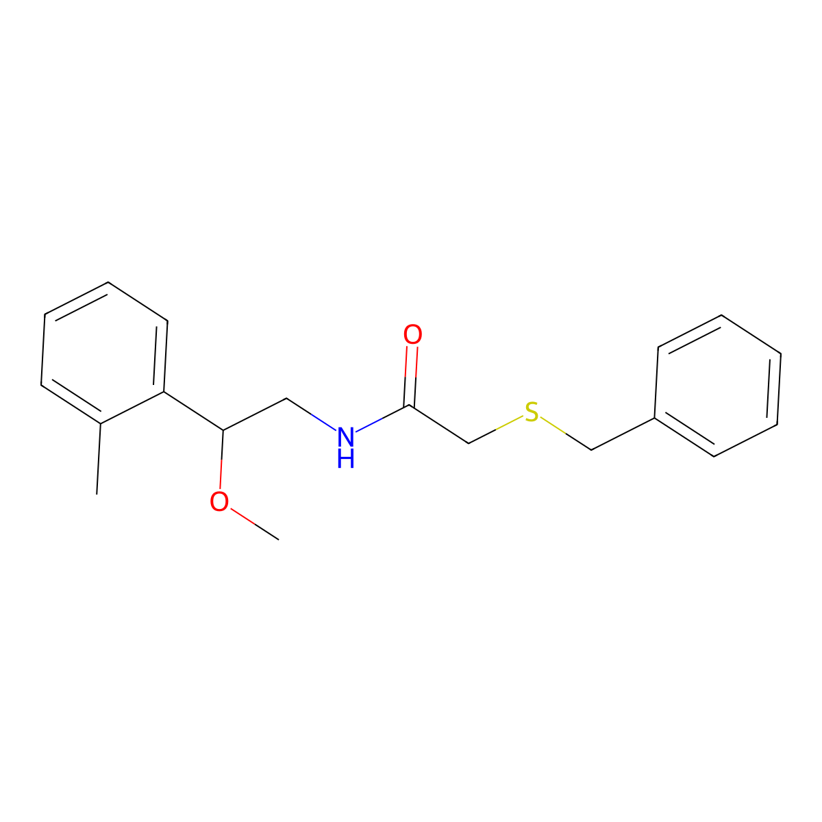 2-(benzylthio)-N-(2-methoxy-2-(o-tolyl)ethyl)acetamide molecular structure, CAS 1797722-38-3