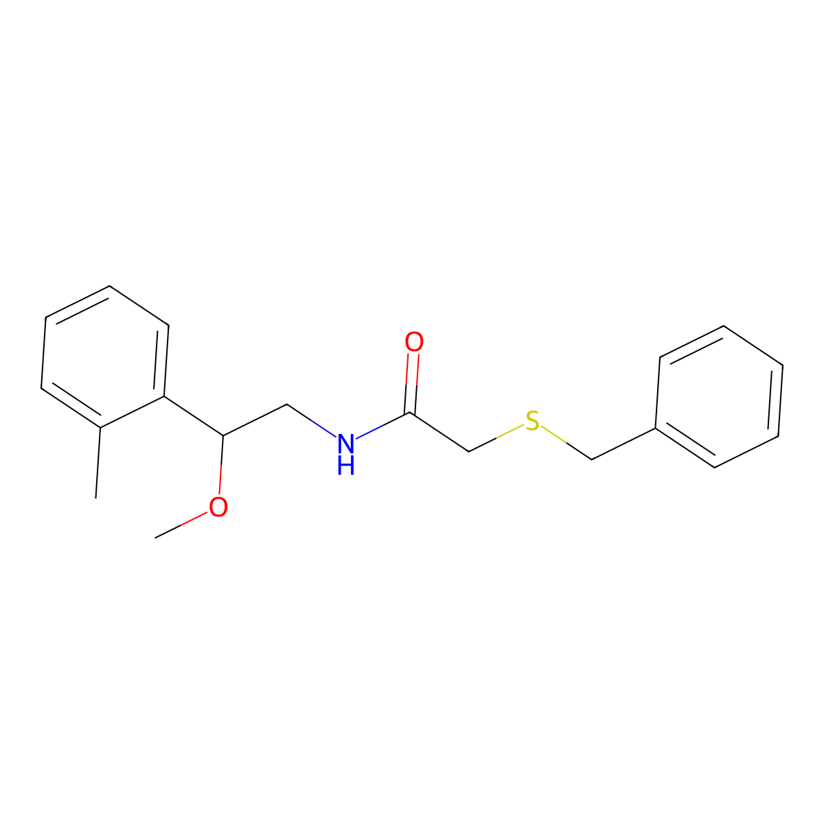2-(benzylthio)-N-(2-methoxy-2-(o-tolyl)ethyl)acetamide molecular structure, CAS 1797722-38-3