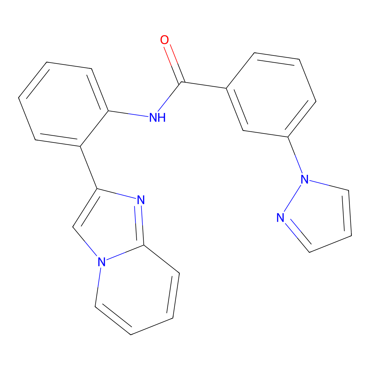 N-(2-{imidazo[1,2-a]pyridin-2-yl}phenyl)-3-(1H-pyrazol-1-yl)benzamide molecular structure, CAS 1797722-42-9