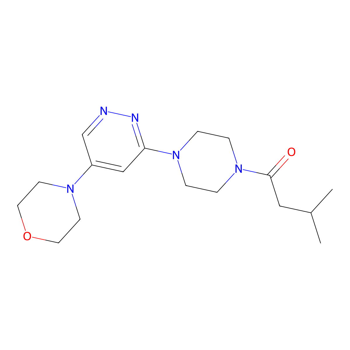 3-Methyl-1-(4-(5-morpholinopyridazin-3-yl)piperazin-1-yl)butan-1-one molecular structure, CAS 1797722-47-4