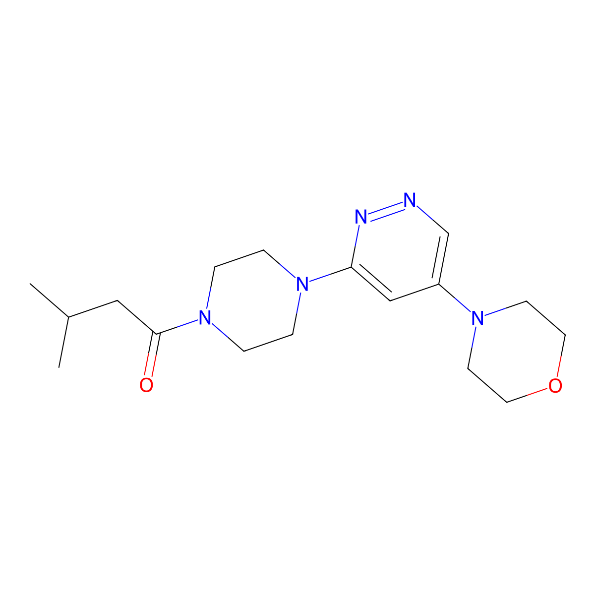 3-Methyl-1-(4-(5-morpholinopyridazin-3-yl)piperazin-1-yl)butan-1-one molecular structure, CAS 1797722-47-4