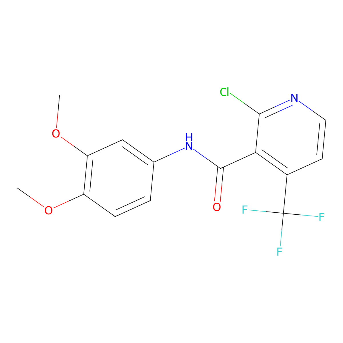 2-chloro-N-(3,4-dimethoxyphenyl)-4-(trifluoromethyl)pyridine-3-carboxamide molecular structure, CAS 1797724-17-4