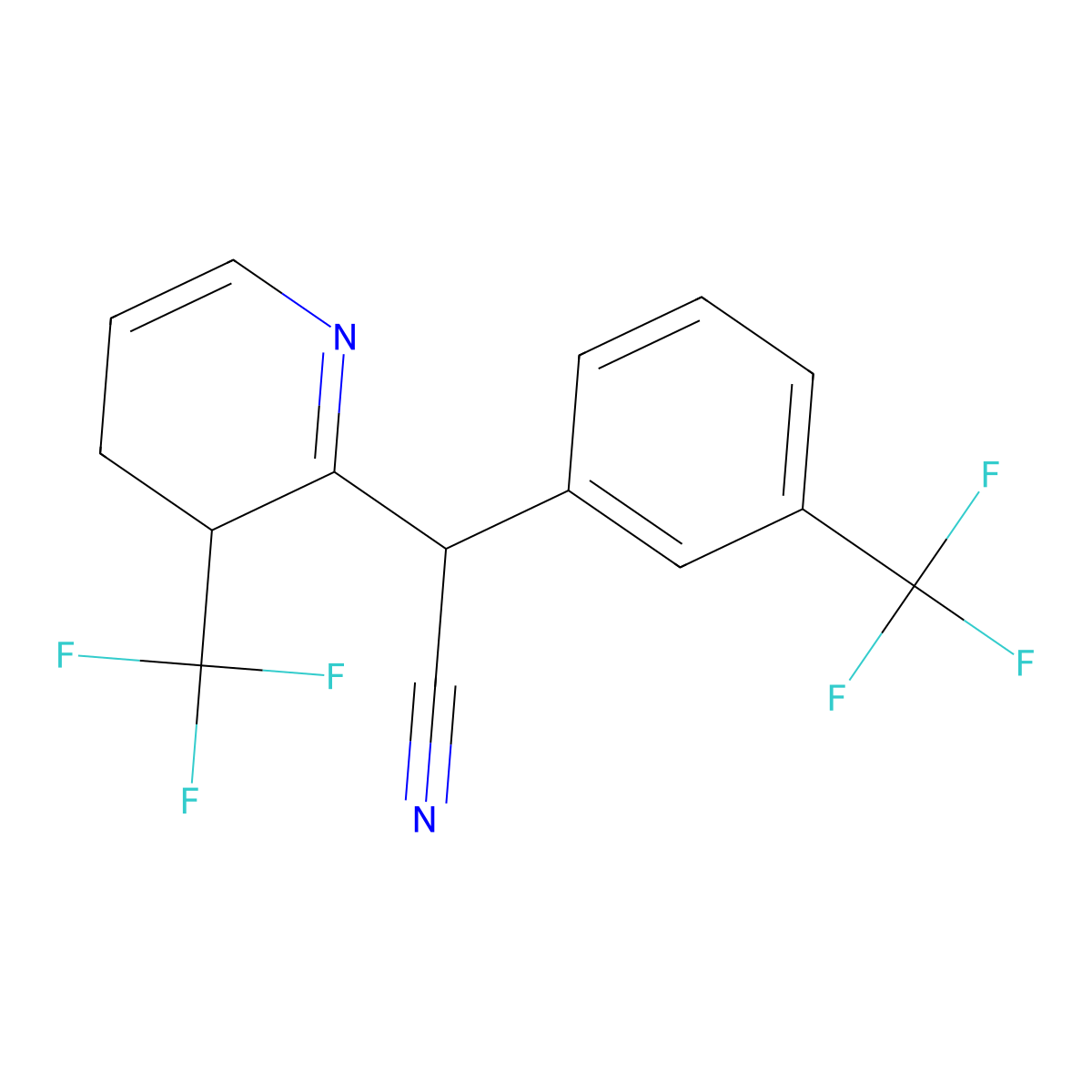 2-[3-(Trifluoromethyl)-3,4-dihydropyridin-2-yl]-2-[3-(trifluoromethyl)phenyl]acetonitrile molecular structure, CAS 1797724-24-3