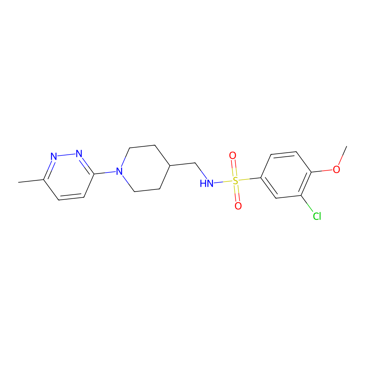3-chloro-4-methoxy-N-((1-(6-methylpyridazin-3-yl)piperidin-4-yl)methyl)benzenesulfonamide molecular structure, CAS 1797724-72-1
