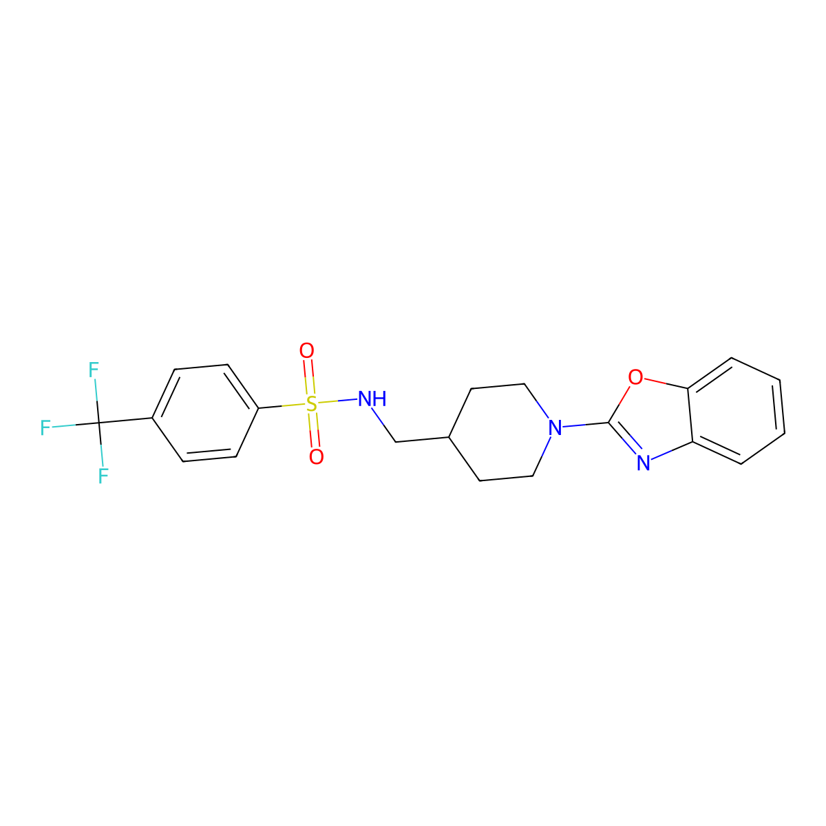 N-((1-(benzo[d]oxazol-2-yl)piperidin-4-yl)methyl)-4-(trifluoromethyl)benzenesulfonamide molecular structure, CAS 1797724-89-0