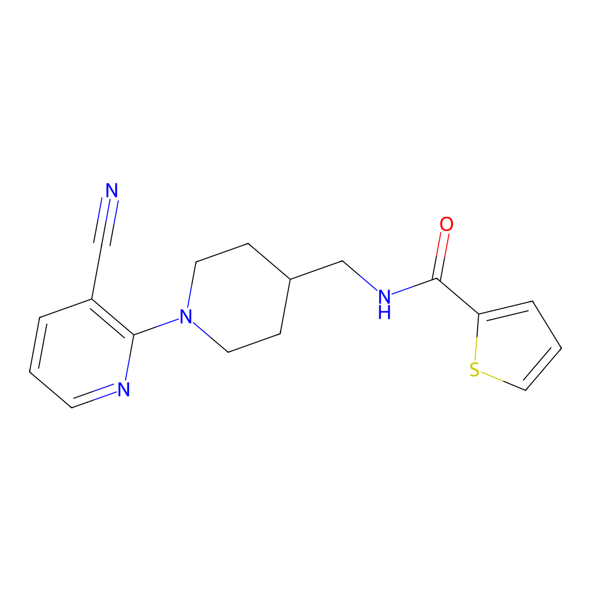 N-{[1-(3-cyanopyridin-2-yl)piperidin-4-yl]methyl}thiophene-2-carboxamide molecular structure, CAS 1797724-96-9
