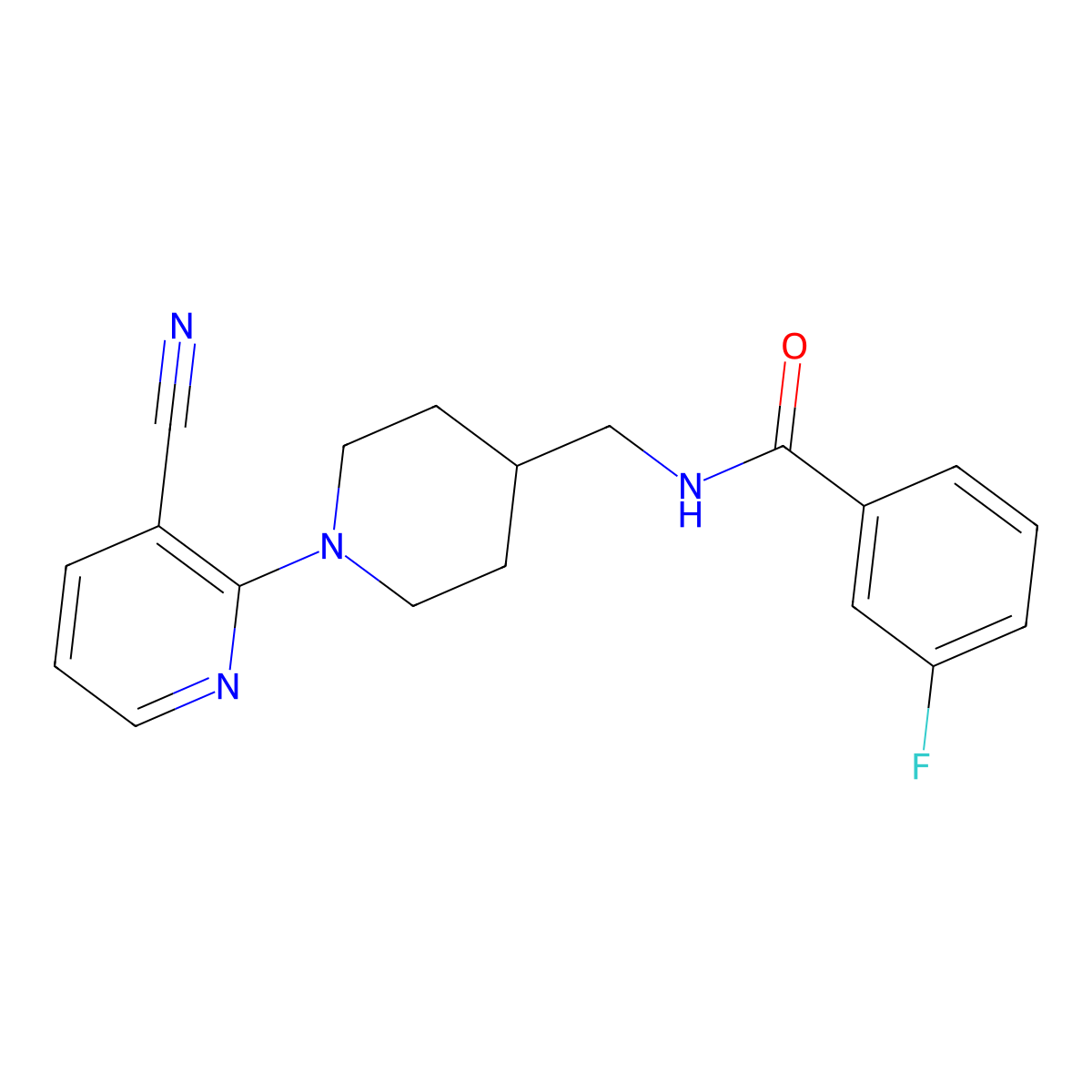N-{[1-(3-cyanopyridin-2-yl)piperidin-4-yl]methyl}-3-fluorobenzamide molecular structure, CAS 1797724-99-2