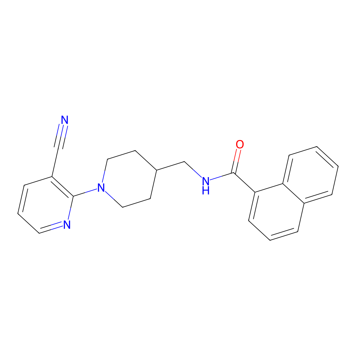 N-{[1-(3-cyanopyridin-2-yl)piperidin-4-yl]methyl}naphthalene-1-carboxamide molecular structure, CAS 1797725-04-2