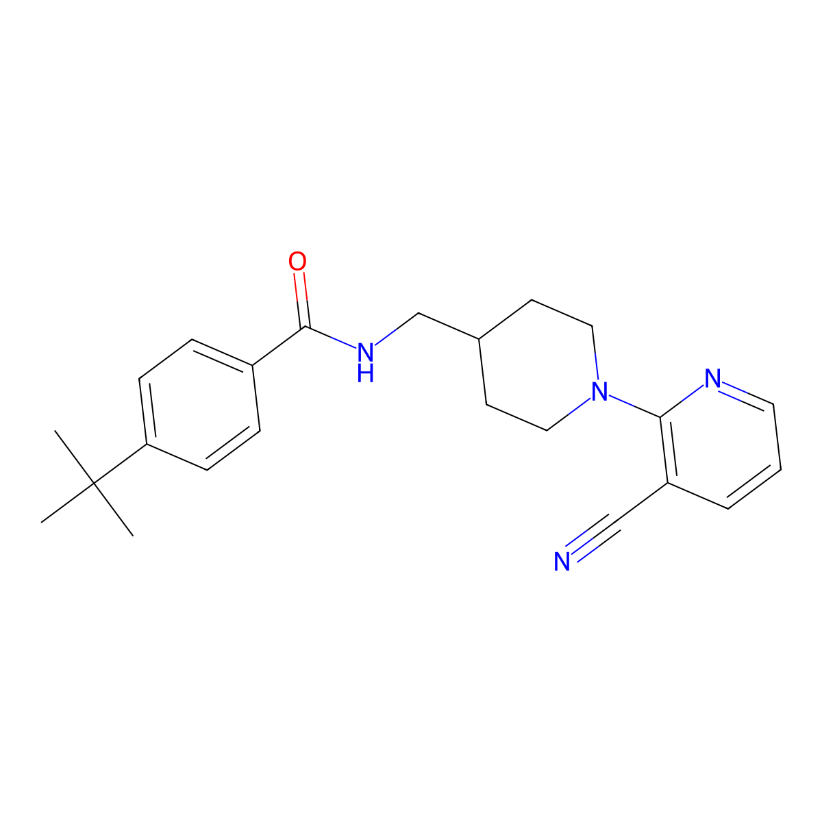 4-(tert-butyl)-N-((1-(3-cyanopyridin-2-yl)piperidin-4-yl)methyl)benzamide molecular structure, CAS 1797725-08-6