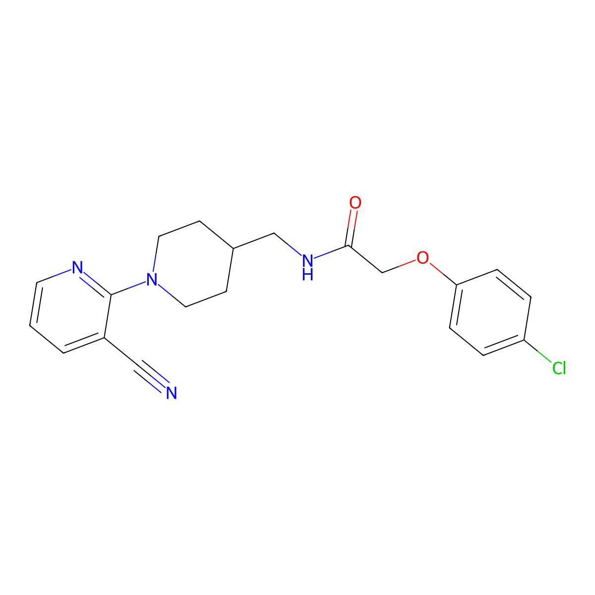 2-(4-chlorophenoxy)-N-((1-(3-cyanopyridin-2-yl)piperidin-4-yl)methyl)acetamide molecular structure, CAS 1797725-10-0
