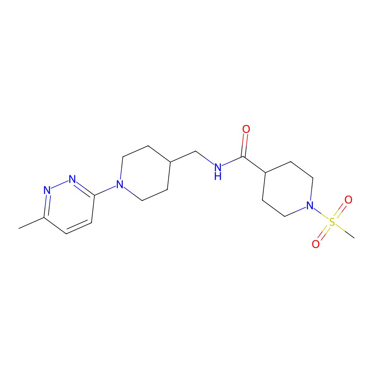 N-((1-(6-methylpyridazin-3-yl)piperidin-4-yl)methyl)-1-(methylsulfonyl)piperidine-4-carboxamide molecular structure, CAS 1797725-14-4