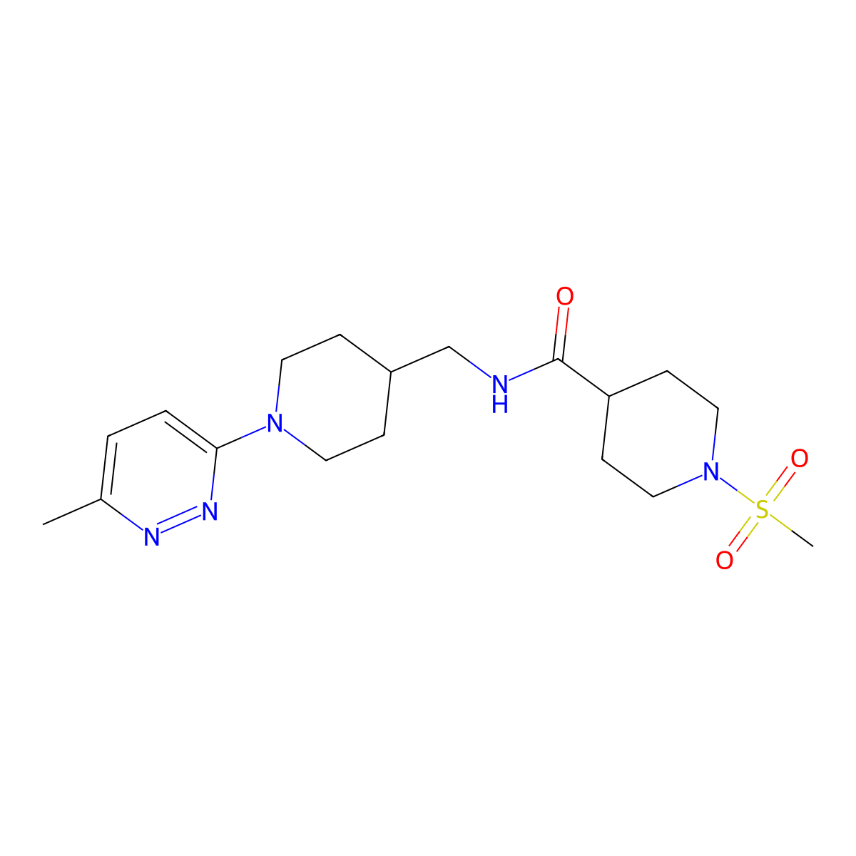 N-((1-(6-methylpyridazin-3-yl)piperidin-4-yl)methyl)-1-(methylsulfonyl)piperidine-4-carboxamide molecular structure, CAS 1797725-14-4