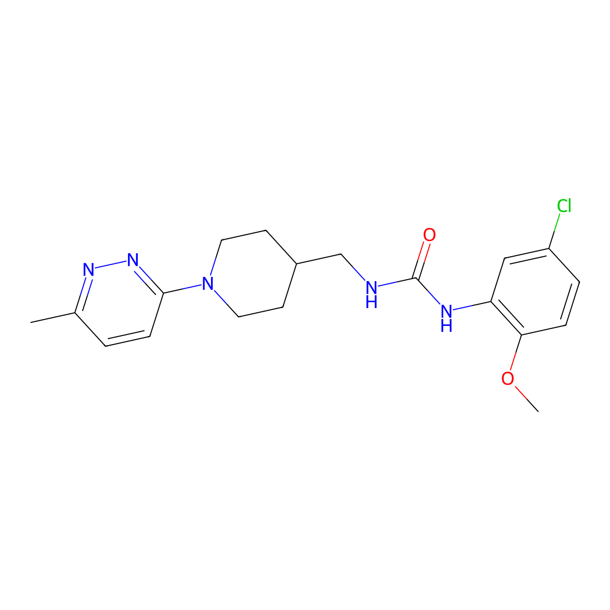 1-(5-Chloro-2-methoxyphenyl)-3-((1-(6-methylpyridazin-3-yl)piperidin-4-yl)methyl)urea molecular structure, CAS 1797725-29-1