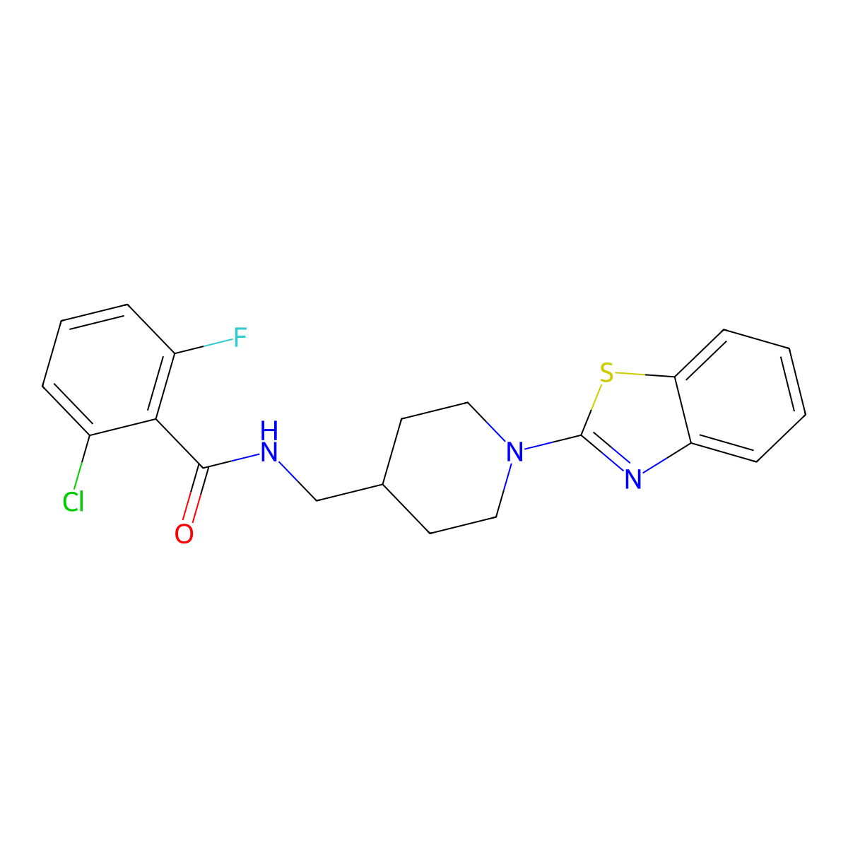 N-{[1-(1,3-benzothiazol-2-yl)piperidin-4-yl]methyl}-2-chloro-6-fluorobenzamide molecular structure, CAS 1797725-46-2
