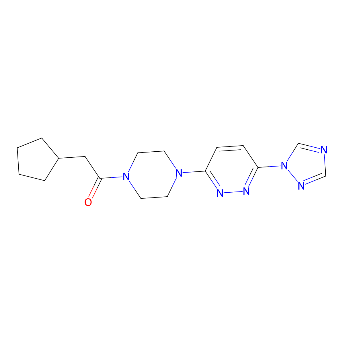 1-(4-(6-(1H-1,2,4-triazol-1-yl)pyridazin-3-yl)piperazin-1-yl)-2-cyclopentylethanone molecular structure, CAS 1797725-65-5