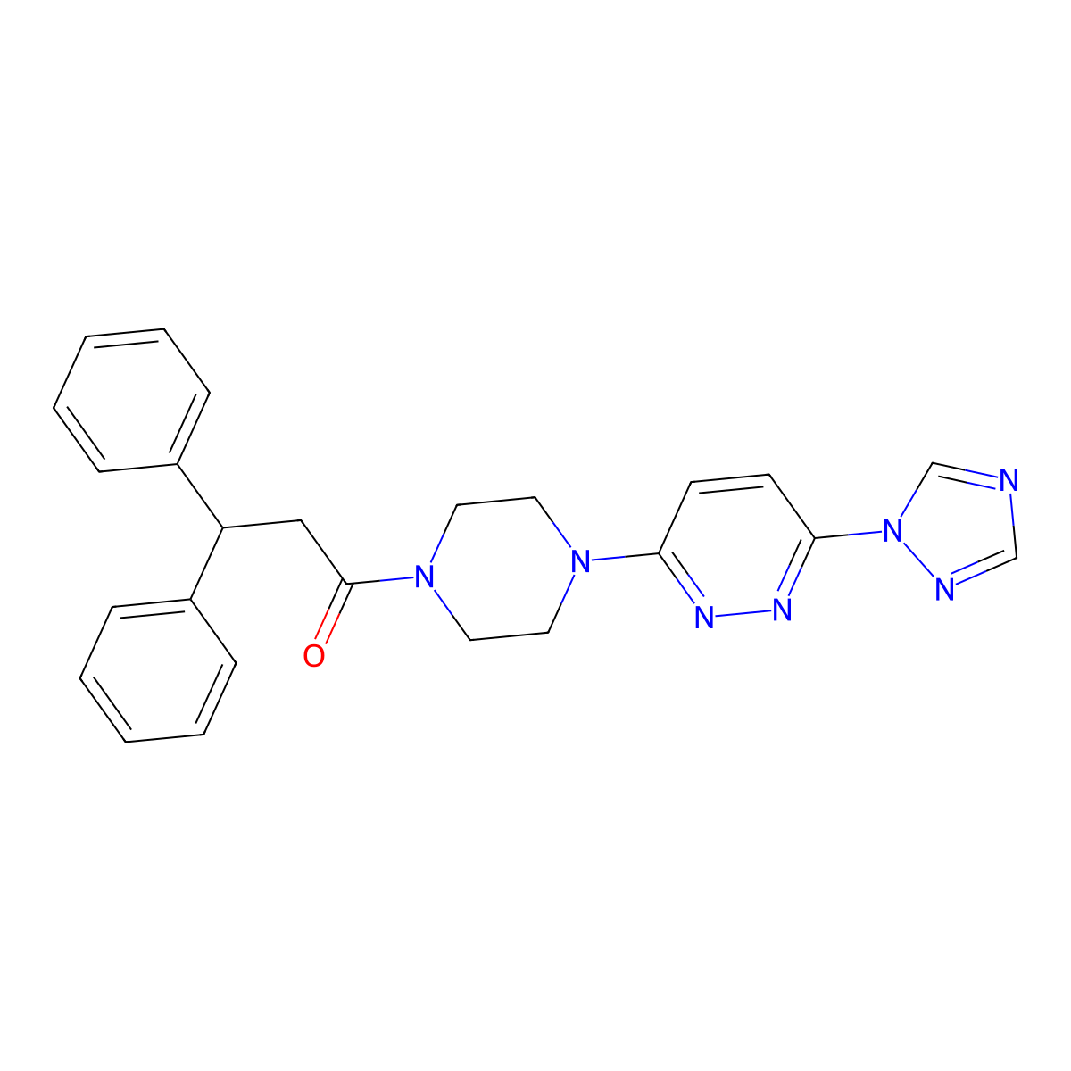 1-(4-(6-(1H-1,2,4-triazol-1-yl)pyridazin-3-yl)piperazin-1-yl)-3,3-diphenylpropan-1-one molecular structure, CAS 1797725-72-4