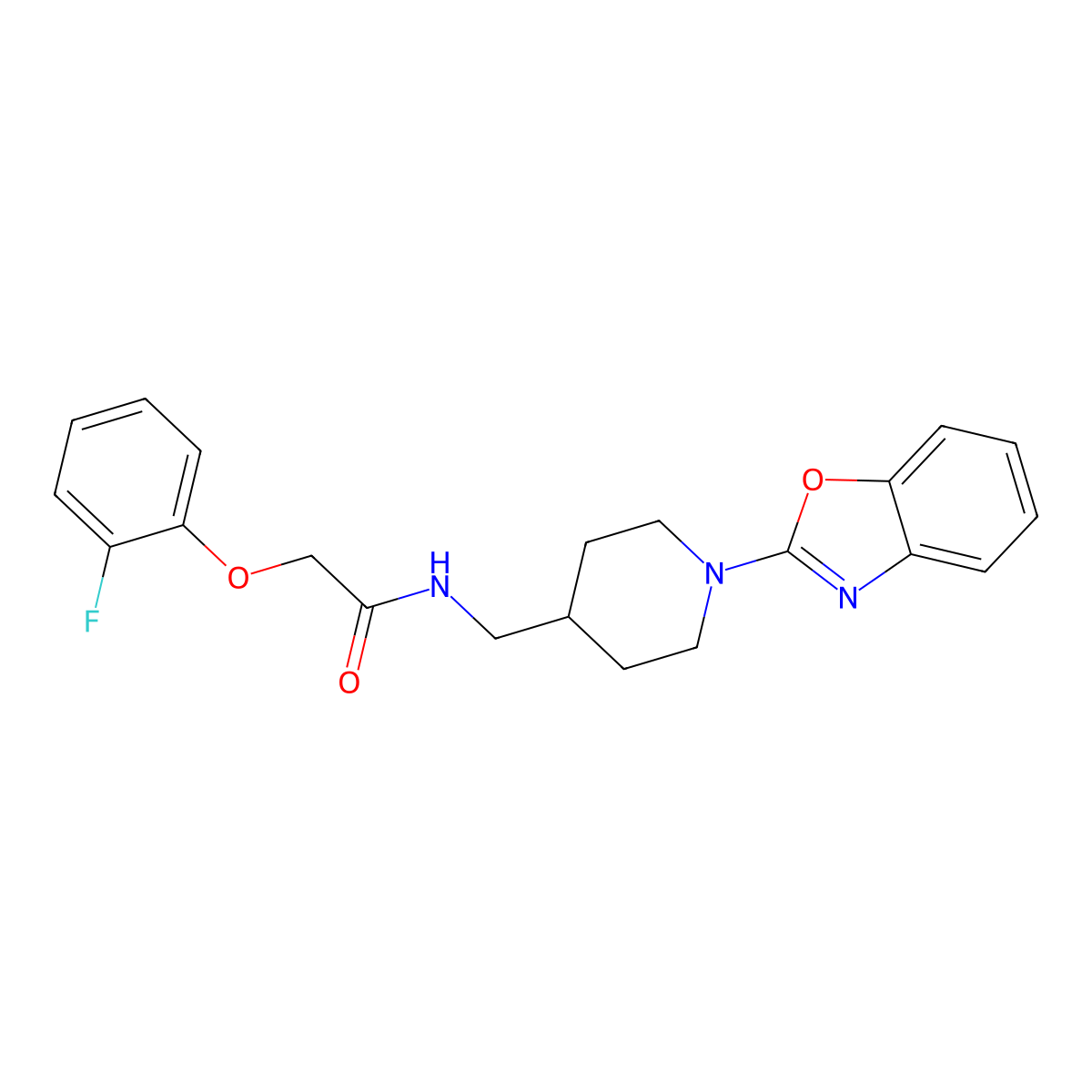 N-((1-(benzo[d]oxazol-2-yl)piperidin-4-yl)methyl)-2-(2-fluorophenoxy)acetamide molecular structure, CAS 1797725-73-5