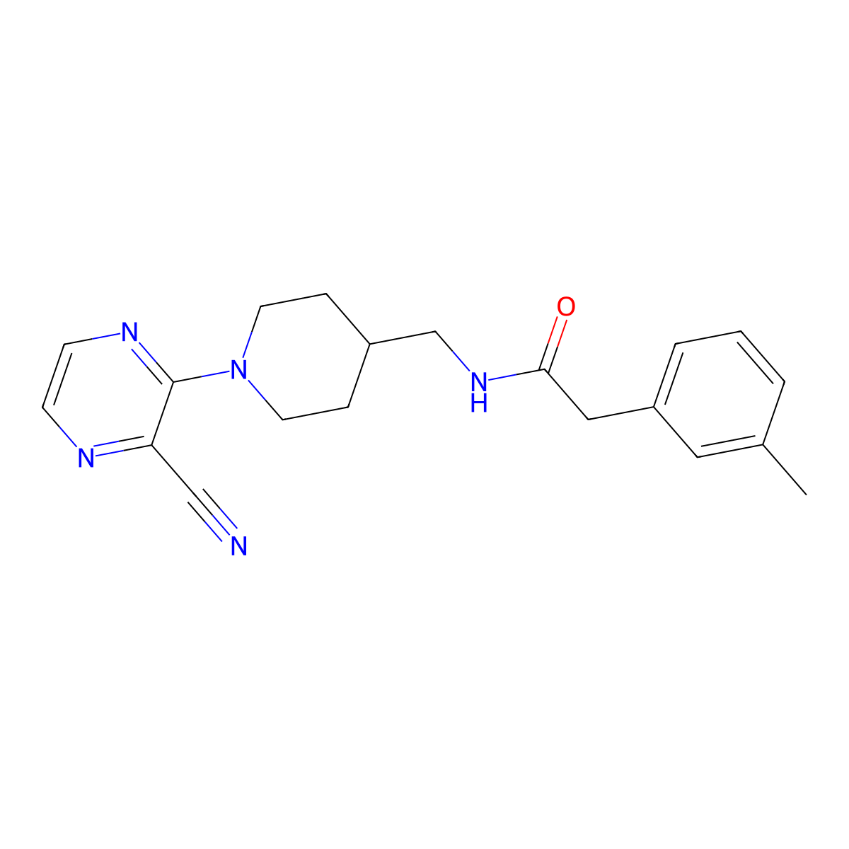 N-((1-(3-cyanopyrazin-2-yl)piperidin-4-yl)methyl)-2-(m-tolyl)acetamide molecular structure, CAS 1797725-95-1