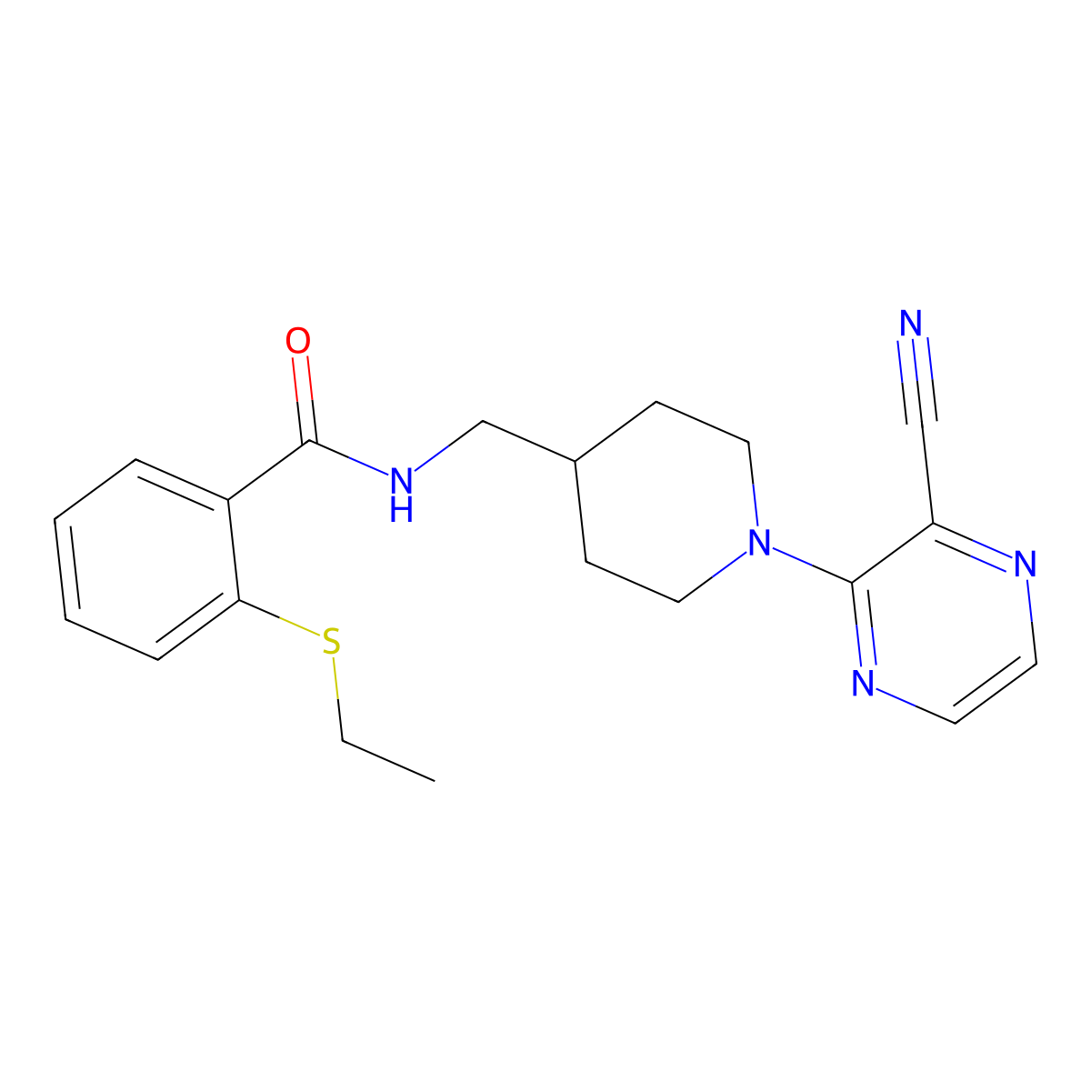 N-((1-(3-cyanopyrazin-2-yl)piperidin-4-yl)methyl)-2-(ethylthio)benzamide molecular structure, CAS 1797725-97-3