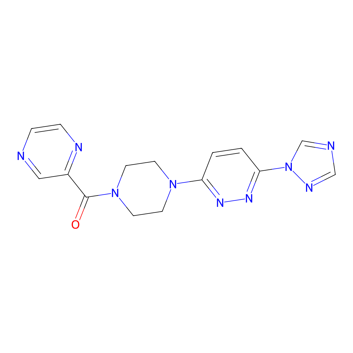(4-(6-(1H-1,2,4-triazol-1-yl)pyridazin-3-yl)piperazin-1-yl)(pyrazin-2-yl)methanone molecular structure, CAS 1797726-05-6