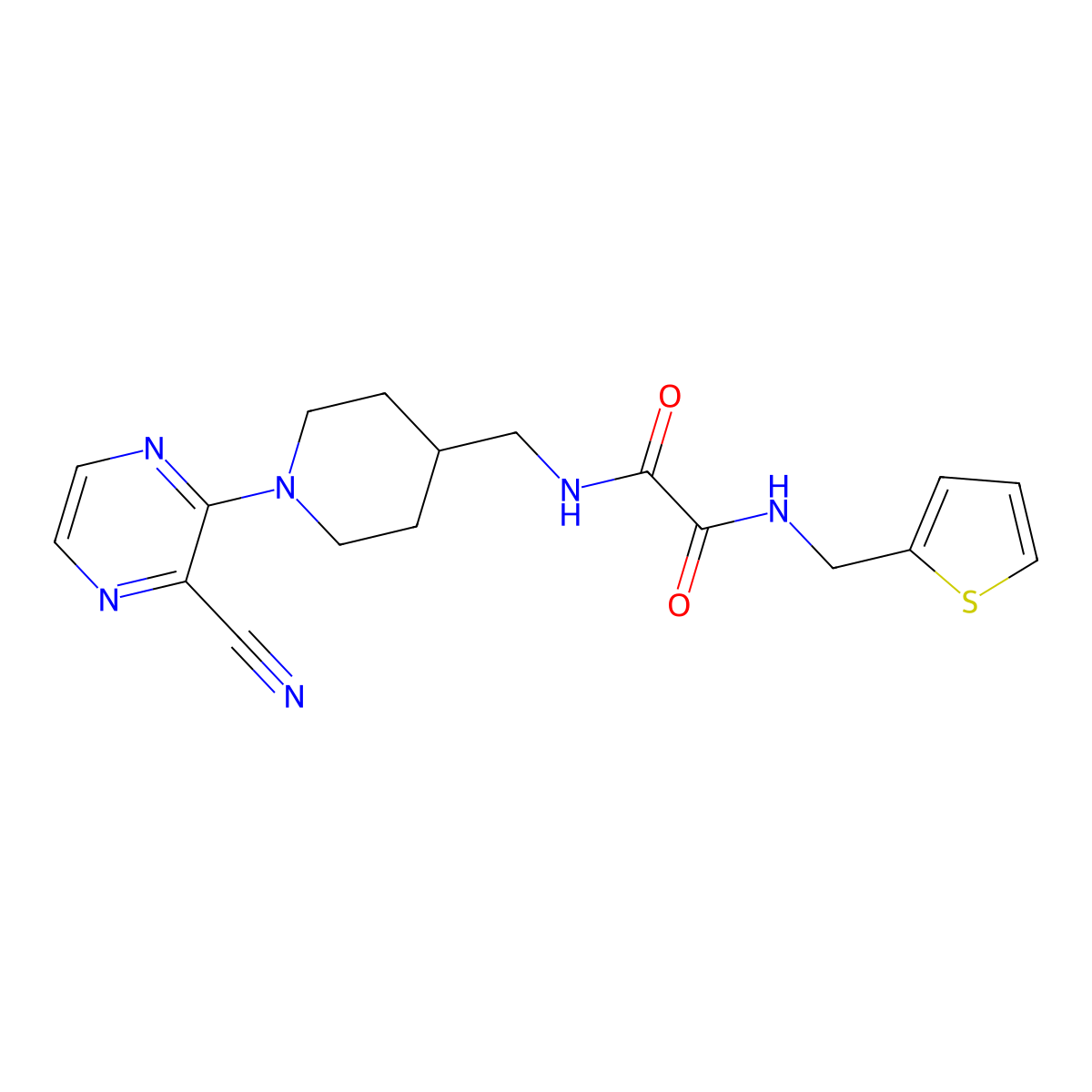 N1-((1-(3-cyanopyrazin-2-yl)piperidin-4-yl)methyl)-N2-(thiophen-2-ylmethyl)oxalamide molecular structure, CAS 1797726-50-1