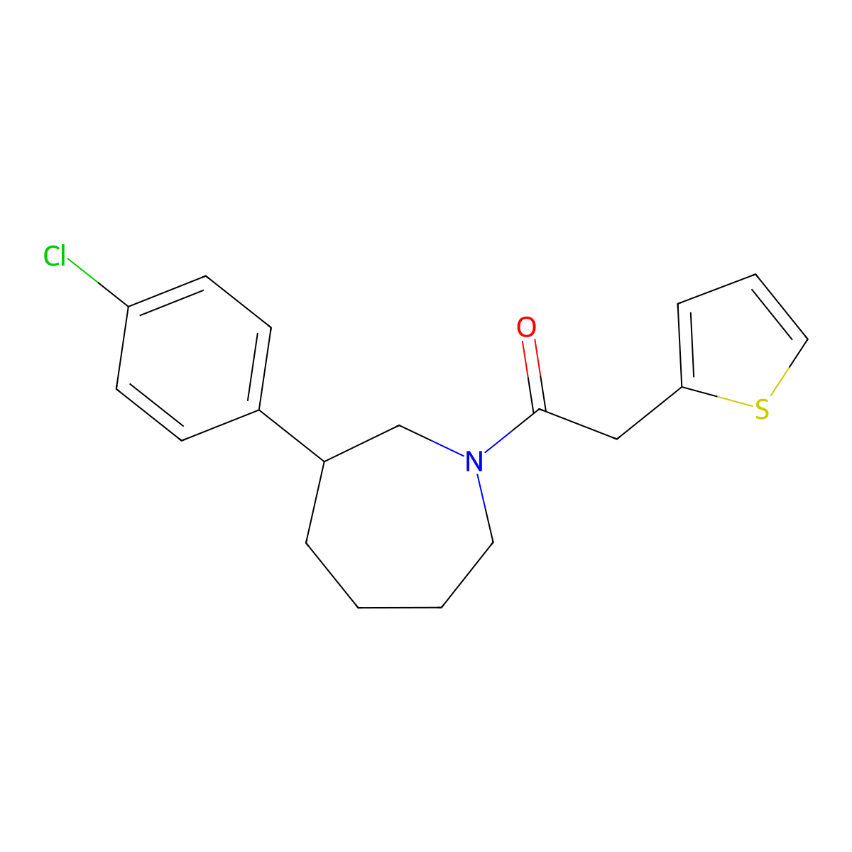 1-(3-(4-Chlorophenyl)azepan-1-yl)-2-(thiophen-2-yl)ethanone molecular structure, CAS 1797726-64-7