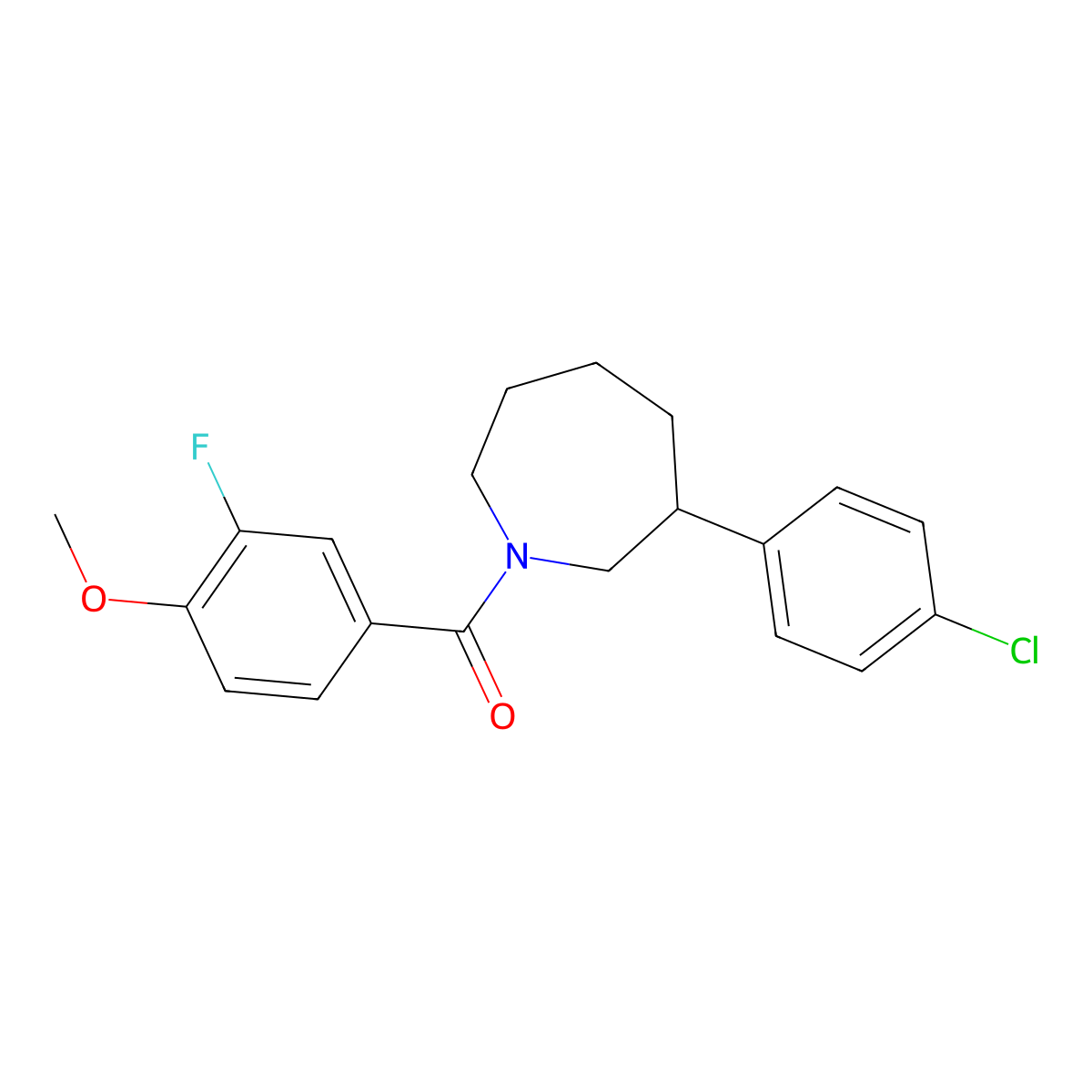 (3-(4-Chlorophenyl)azepan-1-yl)(3-fluoro-4-methoxyphenyl)methanone molecular structure, CAS 1797726-73-8