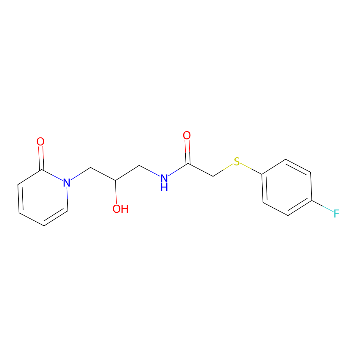 2-((4-fluorophenyl)thio)-N-(2-hydroxy-3-(2-oxopyridin-1(2H)-yl)propyl)acetamide molecular structure, CAS 1797727-04-8