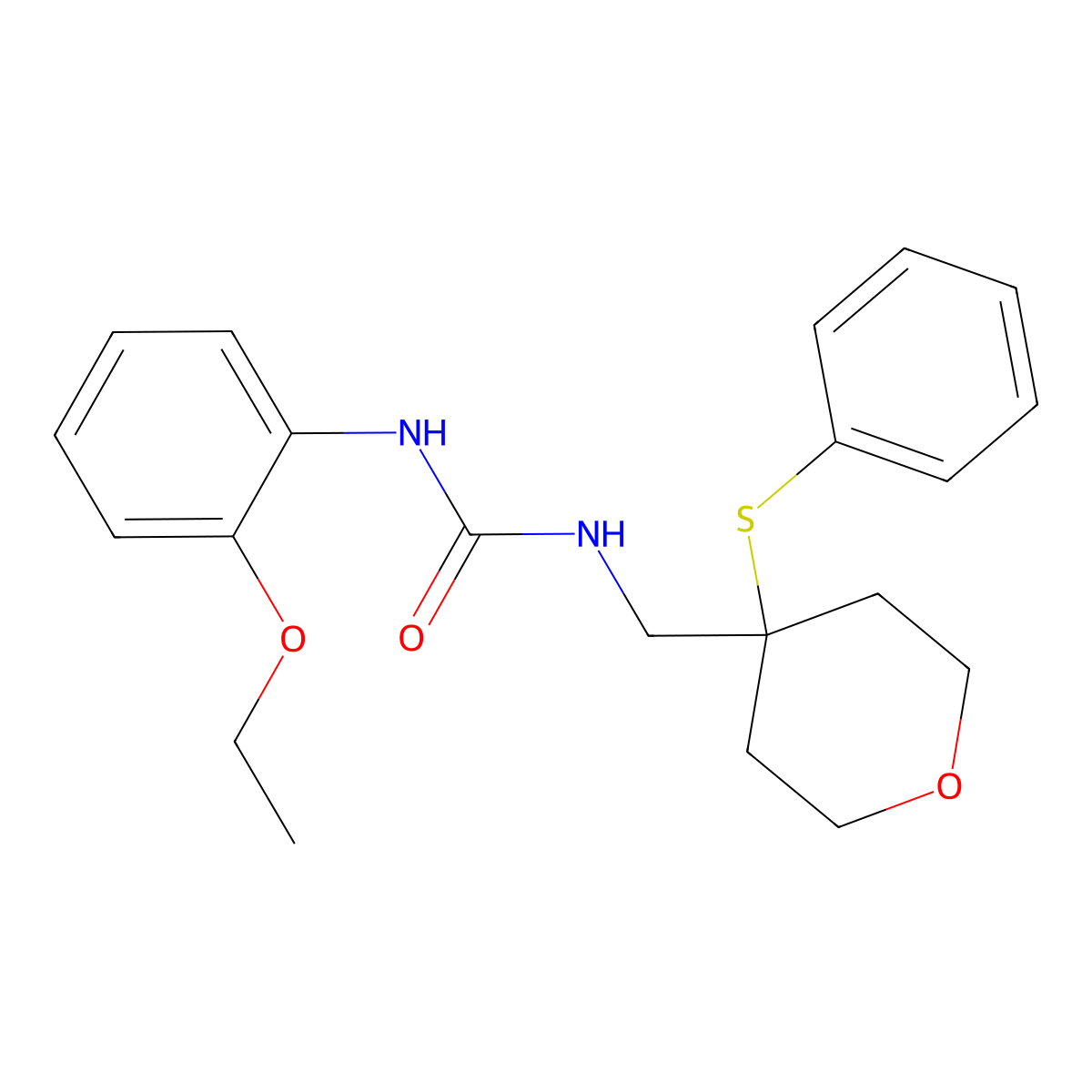 1-(2-ethoxyphenyl)-3-((4-(phenylthio)tetrahydro-2H-pyran-4-yl)methyl)urea molecular structure, CAS 1797727-08-2