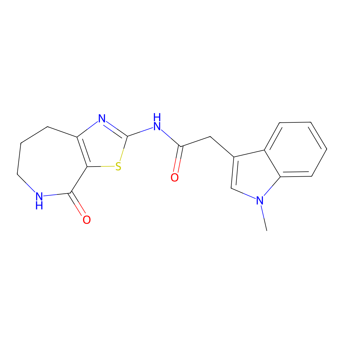 2-(1-methyl-1H-indol-3-yl)-N-(4-oxo-5,6,7,8-tetrahydro-4H-thiazolo[5,4-c]azepin-2-yl)acetamide molecular structure, CAS 1797727-11-7
