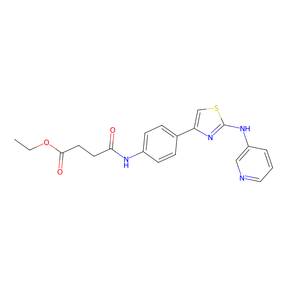 Ethyl 4-oxo-4-((4-(2-(pyridin-3-ylamino)thiazol-4-yl)phenyl)amino)butanoate molecular structure, CAS 1797727-52-6
