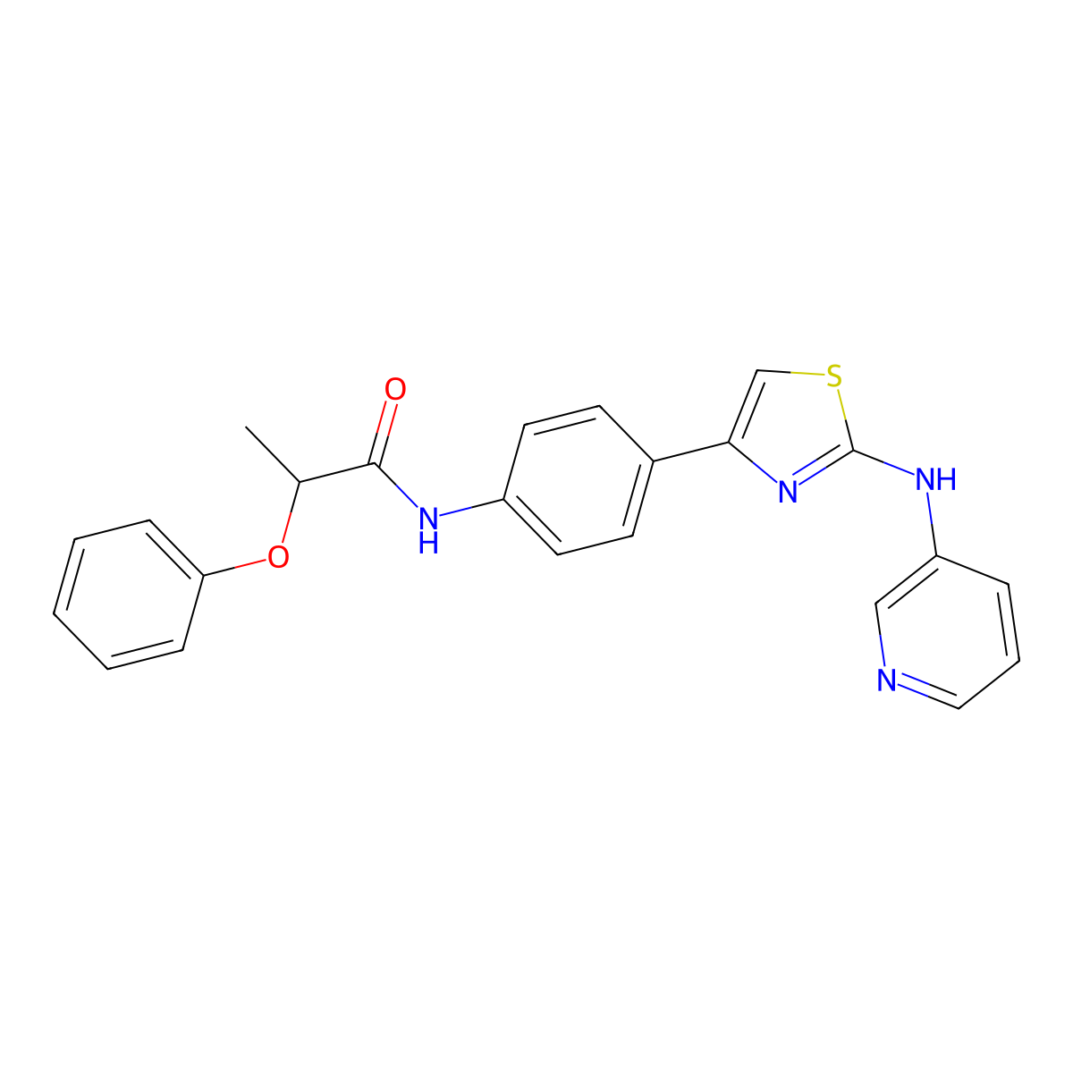 2-phenoxy-N-(4-(2-(pyridin-3-ylamino)thiazol-4-yl)phenyl)propanamide molecular structure, CAS 1797727-62-8