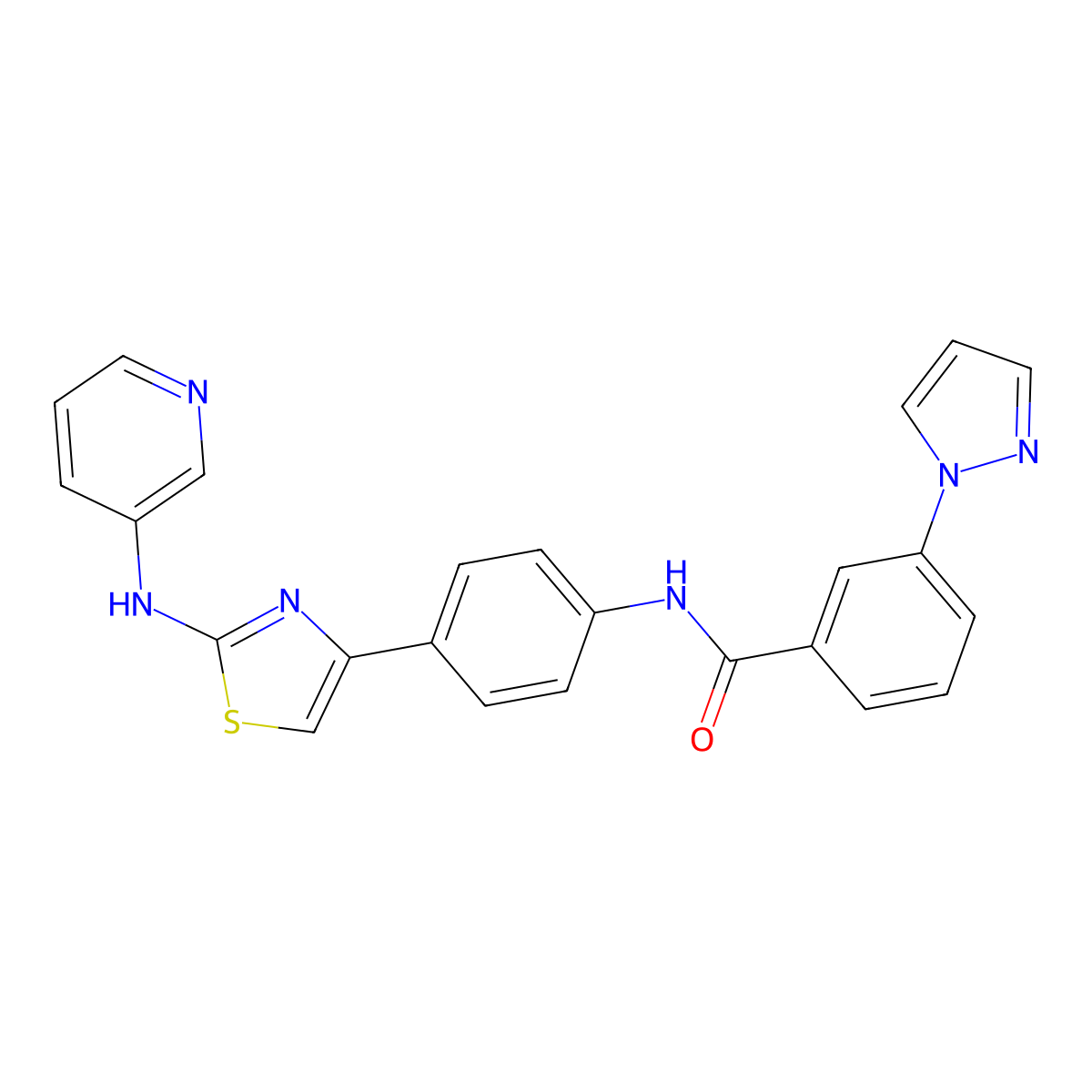 3-(1H-pyrazol-1-yl)-N-(4-(2-(pyridin-3-ylamino)thiazol-4-yl)phenyl)benzamide molecular structure, CAS 1797727-66-2
