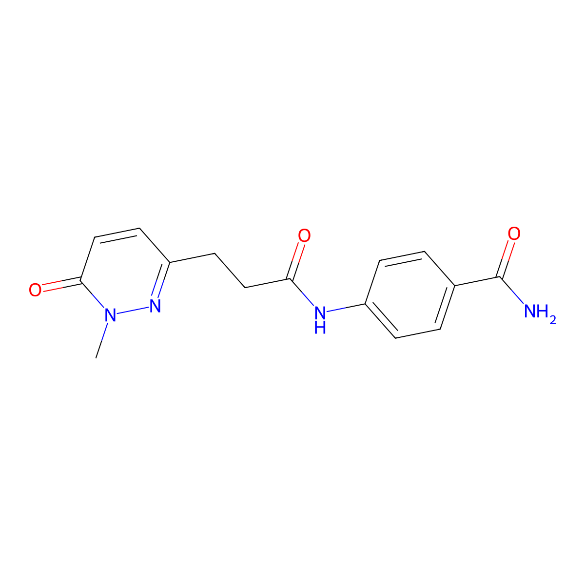 4-[3-(1-Methyl-6-oxo-1,6-dihydropyridazin-3-yl)propanamido]benzamide molecular structure, CAS 1797727-69-5