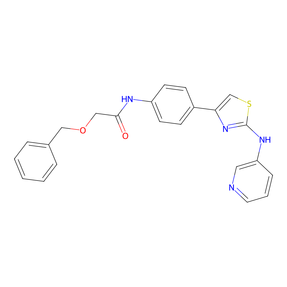 2-(benzyloxy)-N-(4-(2-(pyridin-3-ylamino)thiazol-4-yl)phenyl)acetamide molecular structure, CAS 1797727-72-0