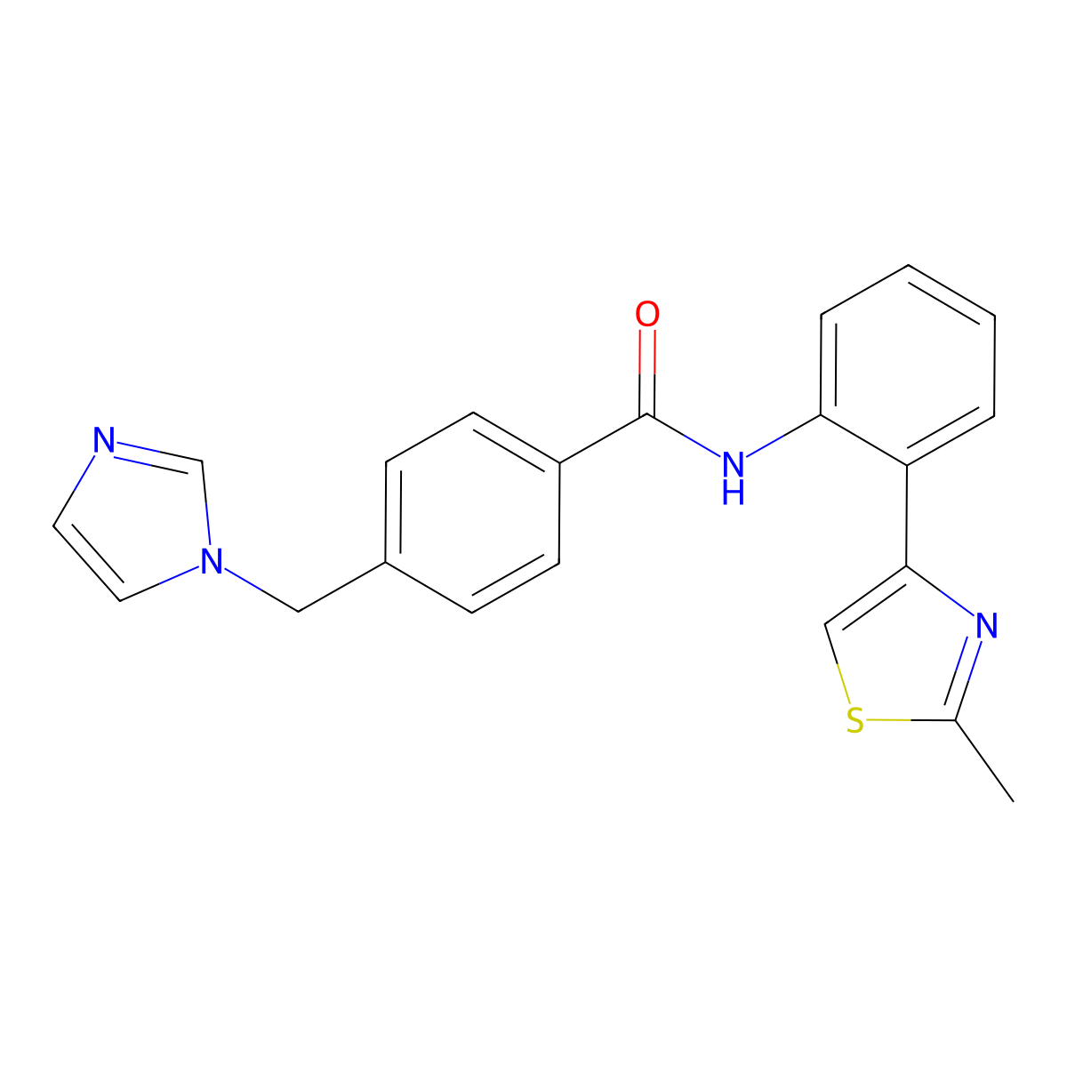 4-((1H-imidazol-1-yl)methyl)-N-(2-(2-methylthiazol-4-yl)phenyl)benzamide molecular structure, CAS 1797728-39-2