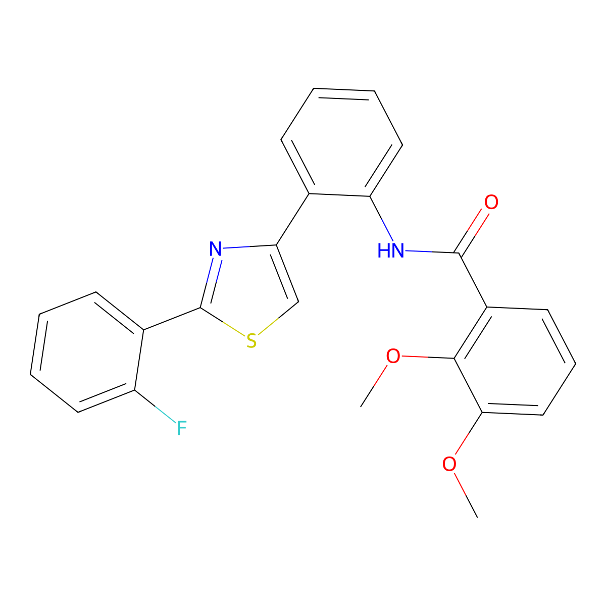 N-(2-(2-(2-fluorophenyl)thiazol-4-yl)phenyl)-2,3-dimethoxybenzamide molecular structure, CAS 1797729-02-2