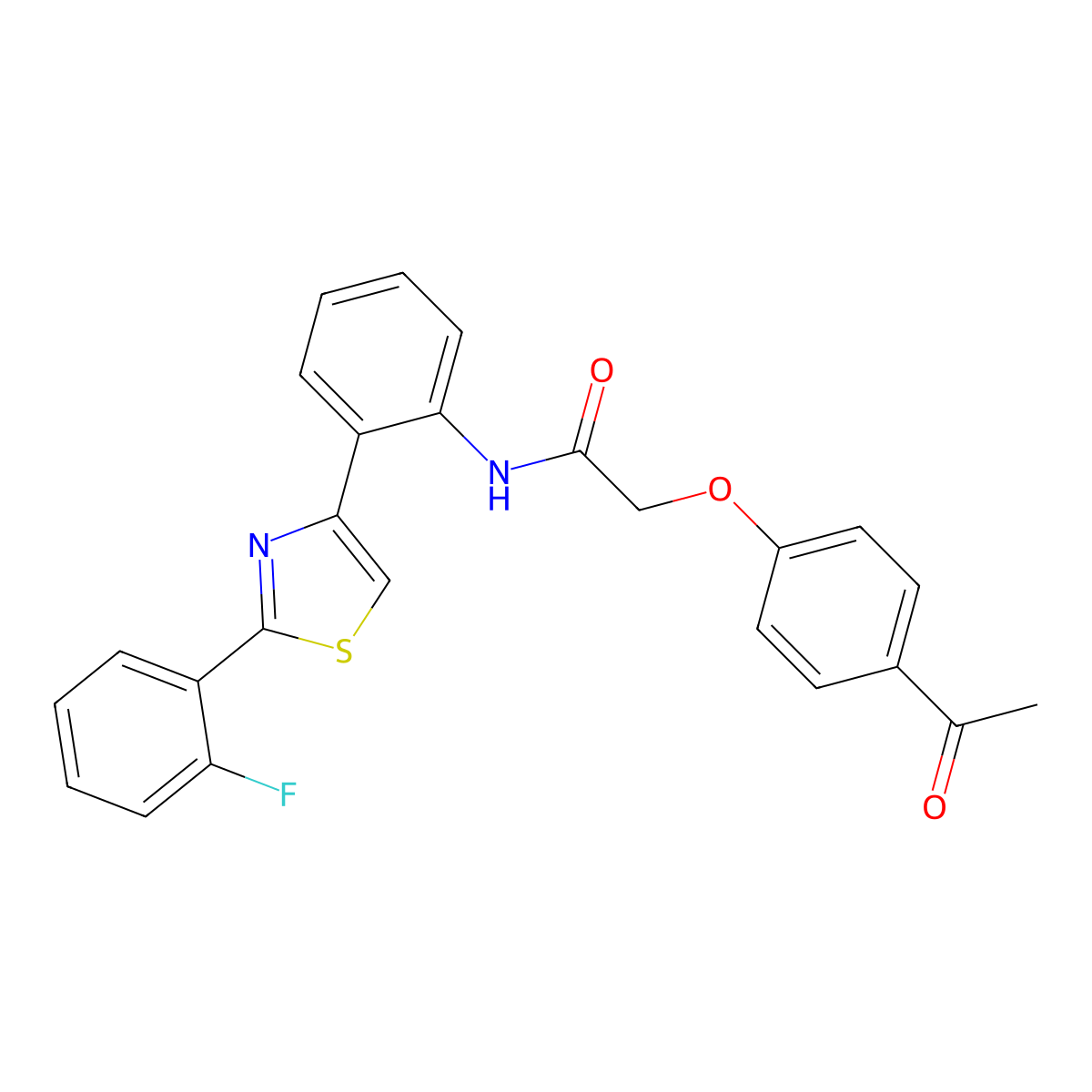 2-(4-acetylphenoxy)-N-(2-(2-(2-fluorophenyl)thiazol-4-yl)phenyl)acetamide molecular structure, CAS 1797729-16-8