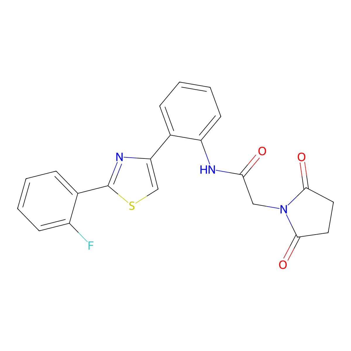 2-(2,5-dioxopyrrolidin-1-yl)-N-(2-(2-(2-fluorophenyl)thiazol-4-yl)phenyl)acetamide molecular structure, CAS 1797729-31-7