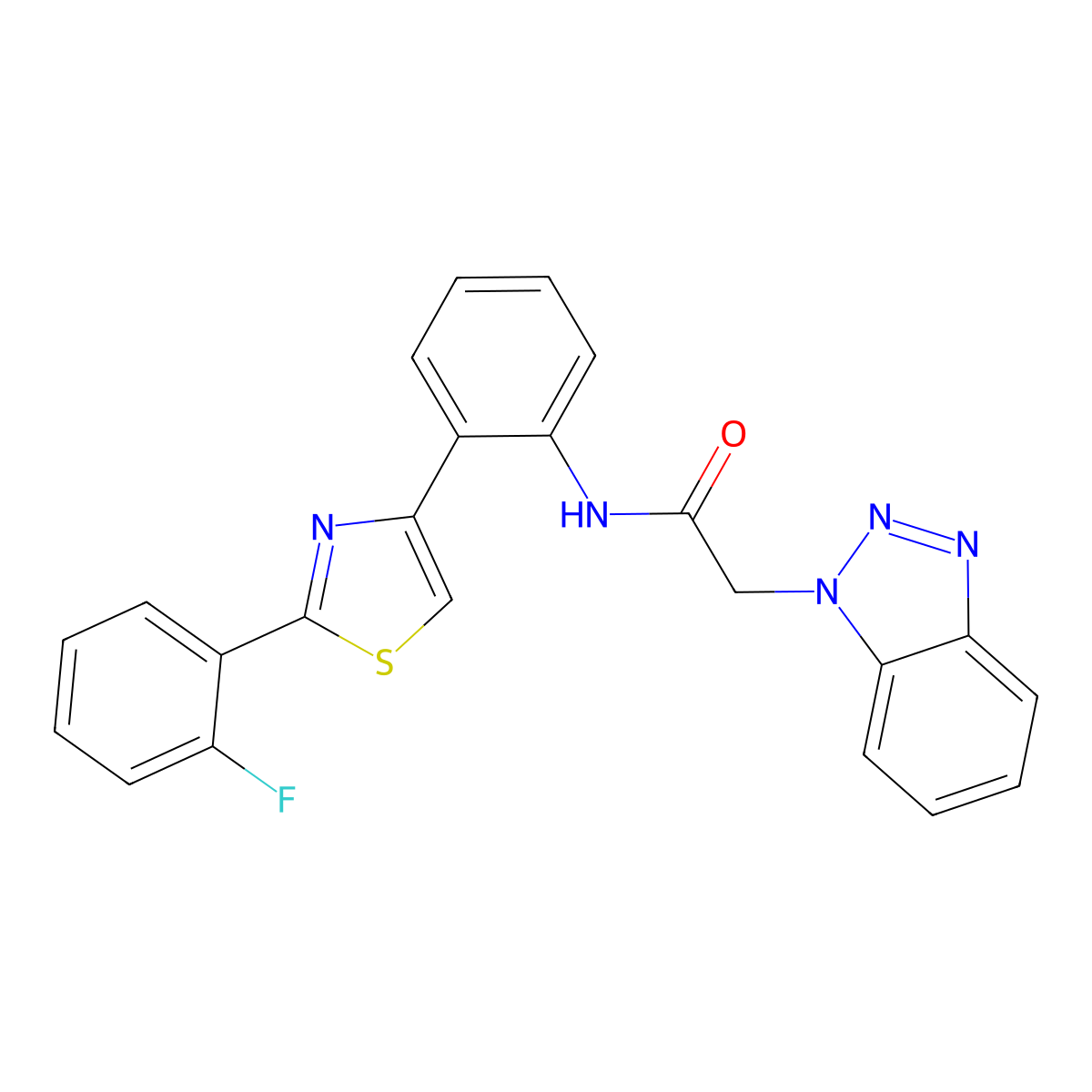 2-(1H-benzo[d][1,2,3]triazol-1-yl)-N-(2-(2-(2-fluorophenyl)thiazol-4-yl)phenyl)acetamide molecular structure, CAS 1797729-43-1