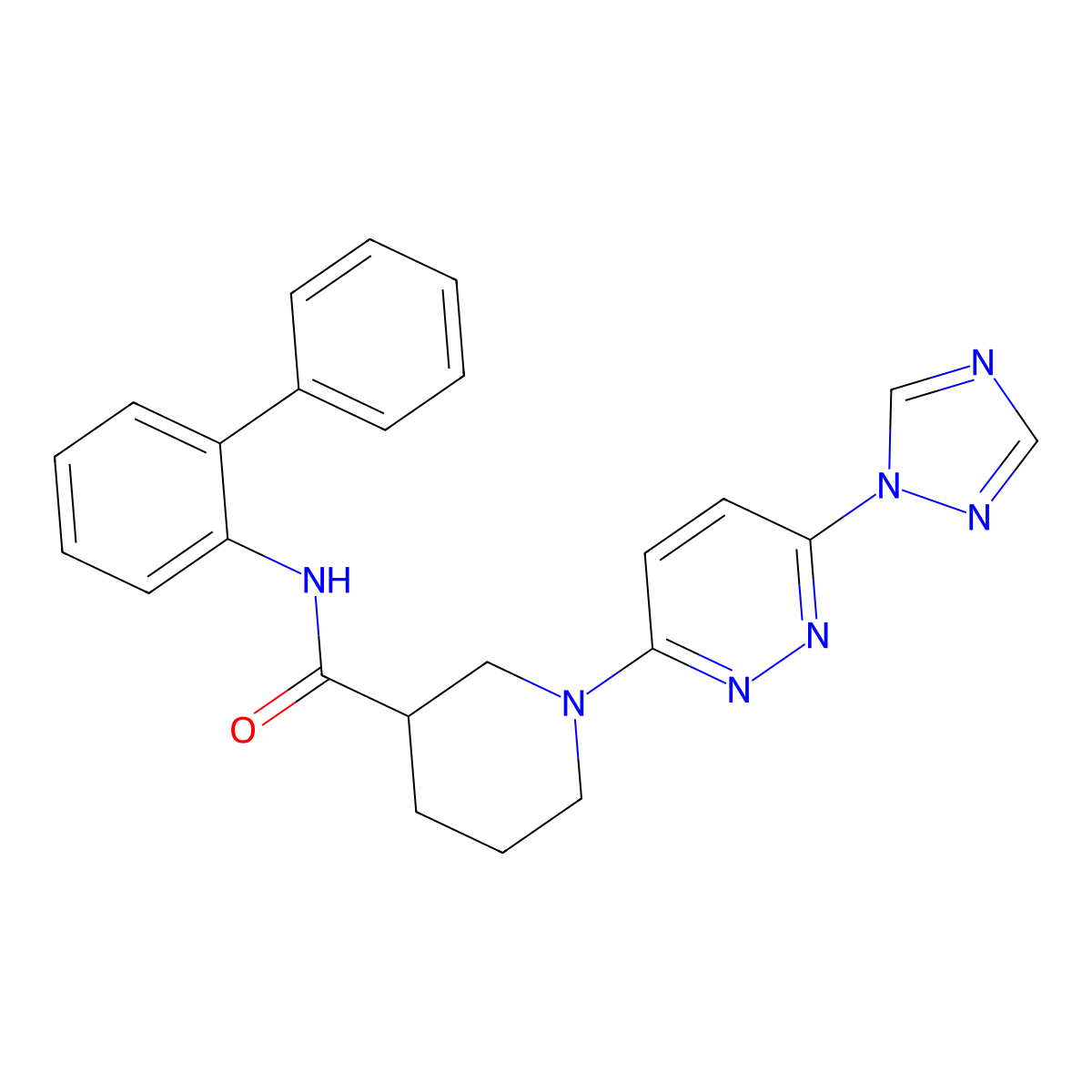 1-(6-(1H-1,2,4-triazol-1-yl)pyridazin-3-yl)-N-([1,1'-biphenyl]-2-yl)piperidine-3-carboxamide molecular structure, CAS 1797729-63-5