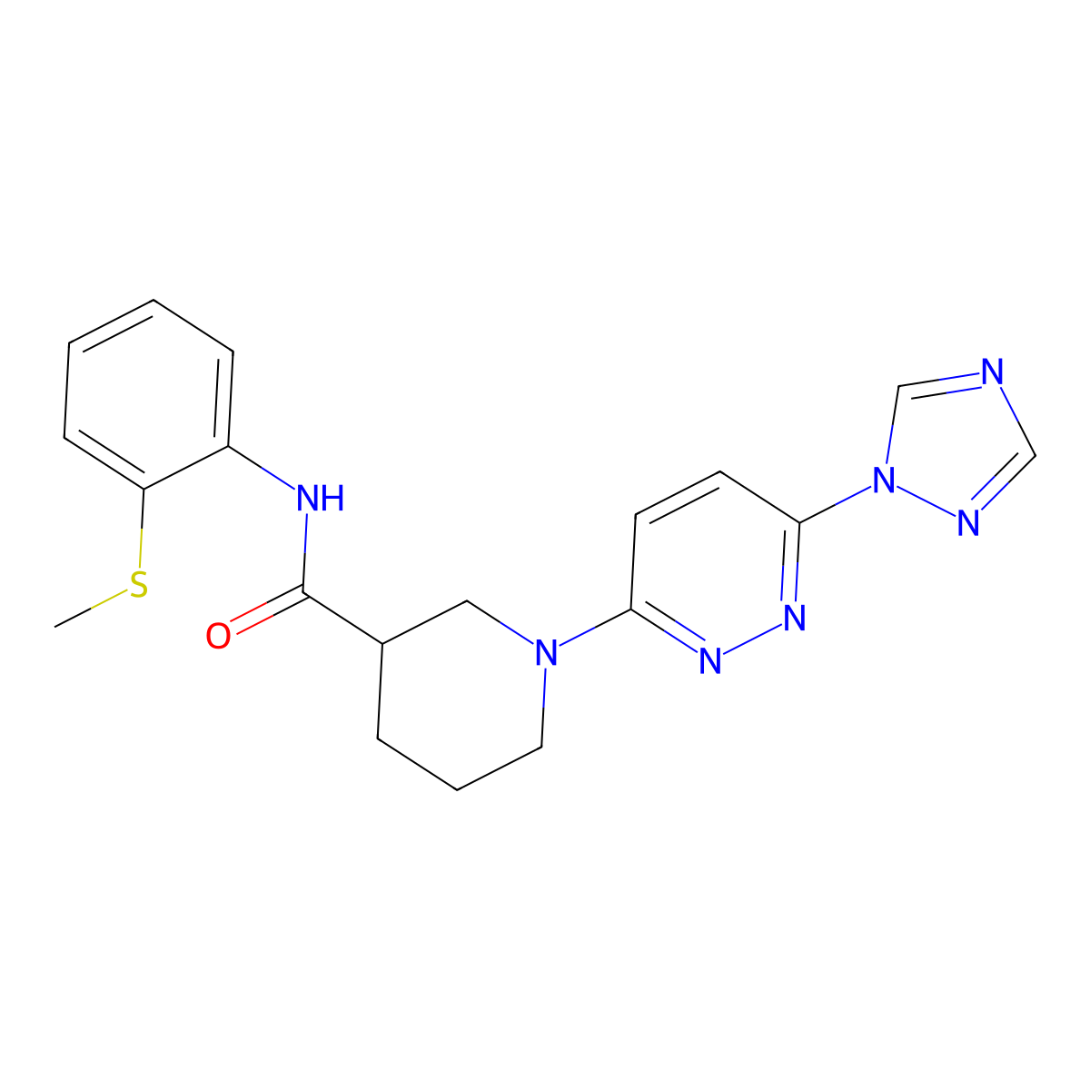 1-(6-(1H-1,2,4-triazol-1-yl)pyridazin-3-yl)-N-(2-(methylthio)phenyl)piperidine-3-carboxamide molecular structure, CAS 1797729-76-0