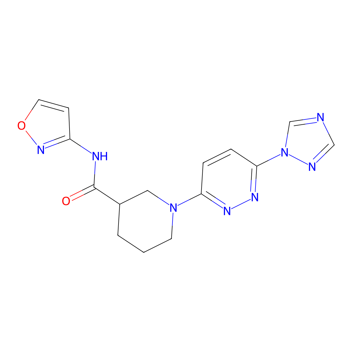 1-(6-(1H-1,2,4-triazol-1-yl)pyridazin-3-yl)-N-(isoxazol-3-yl)piperidine-3-carboxamide molecular structure, CAS 1797729-84-0