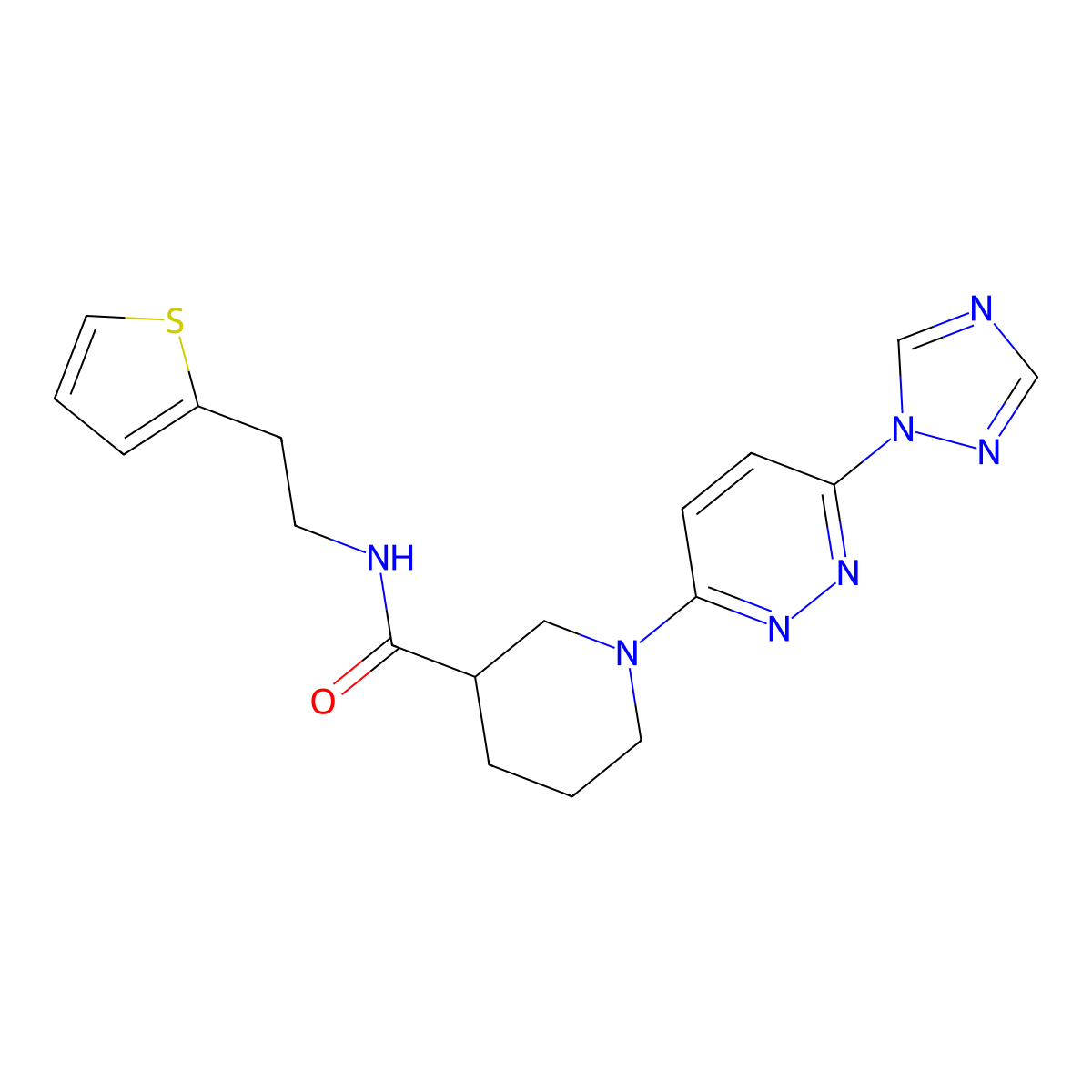 1-(6-(1H-1,2,4-triazol-1-yl)pyridazin-3-yl)-N-(2-(thiophen-2-yl)ethyl)piperidine-3-carboxamide molecular structure, CAS 1797729-98-6