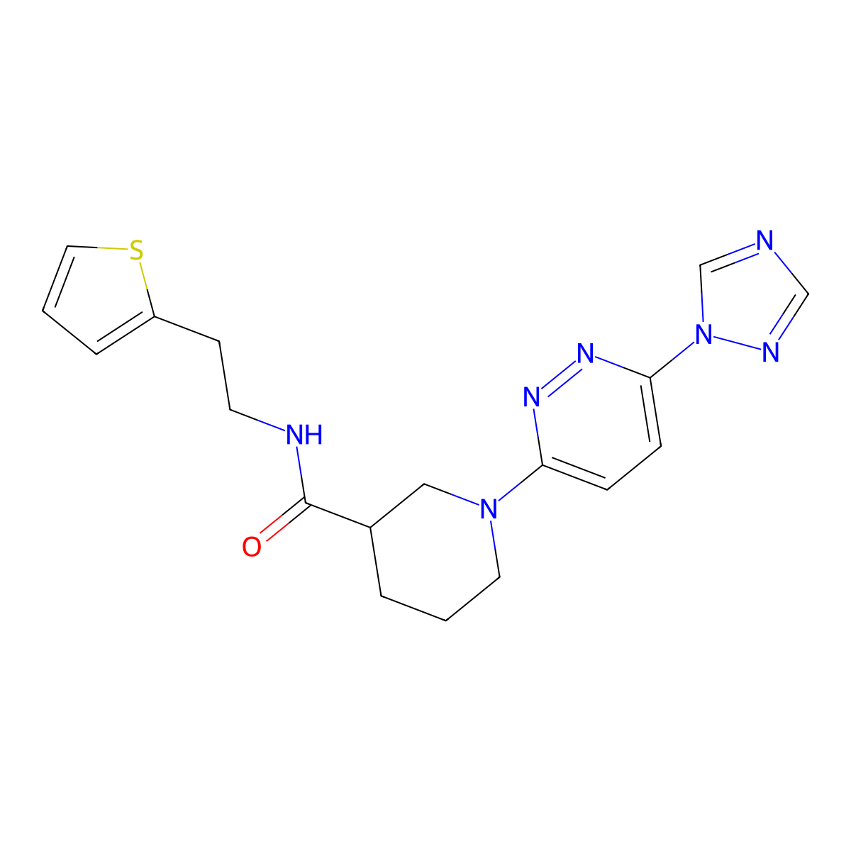 1-(6-(1H-1,2,4-triazol-1-yl)pyridazin-3-yl)-N-(2-(thiophen-2-yl)ethyl)piperidine-3-carboxamide molecular structure, CAS 1797729-98-6